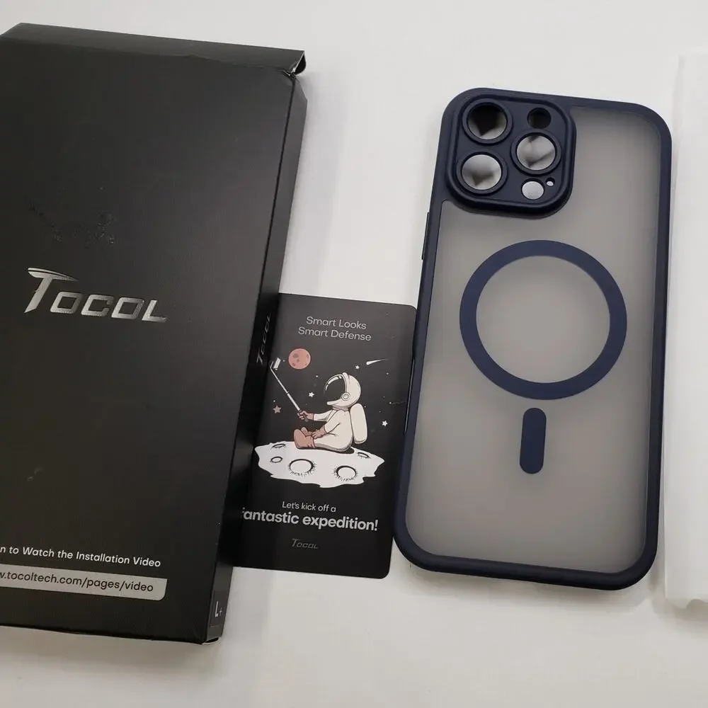 TOCOL Translucent Magnetic Case for Apple iPhone 16 Pro Max (Dark Navy Blue)